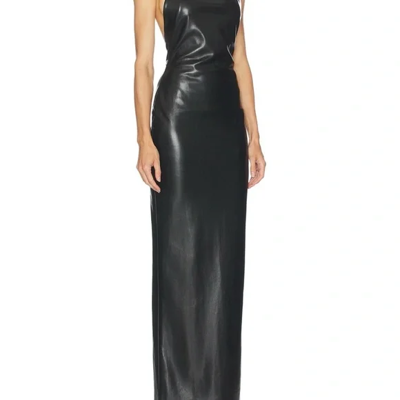 Elegant Black Halter Dress- Michael Costello X Revolve - Picture 4 of 7